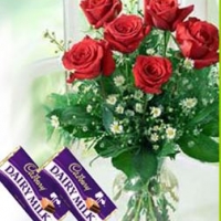 6pcs Roses & cadbury